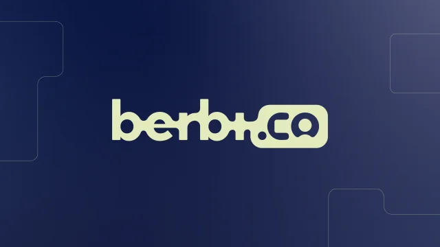 Logo der Marke „berbi.co“ in abgerundeter, moderner Typografie auf dunklem Hintergrund.