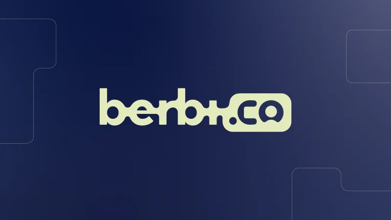 Logo der Marke „berbi.co“ in abgerundeter, moderner Typografie auf dunklem Hintergrund.