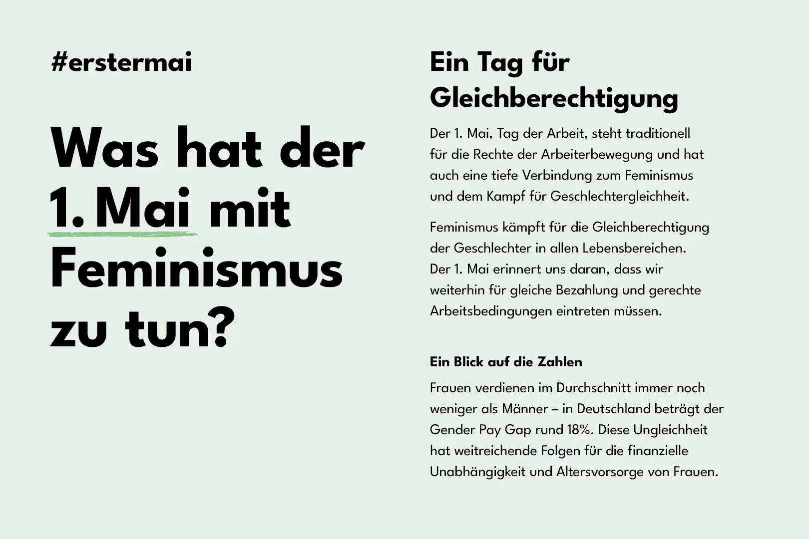 Plakat mit dem Text &sbquo;Was hat der 1. Mai mit Feminismus zu tun?