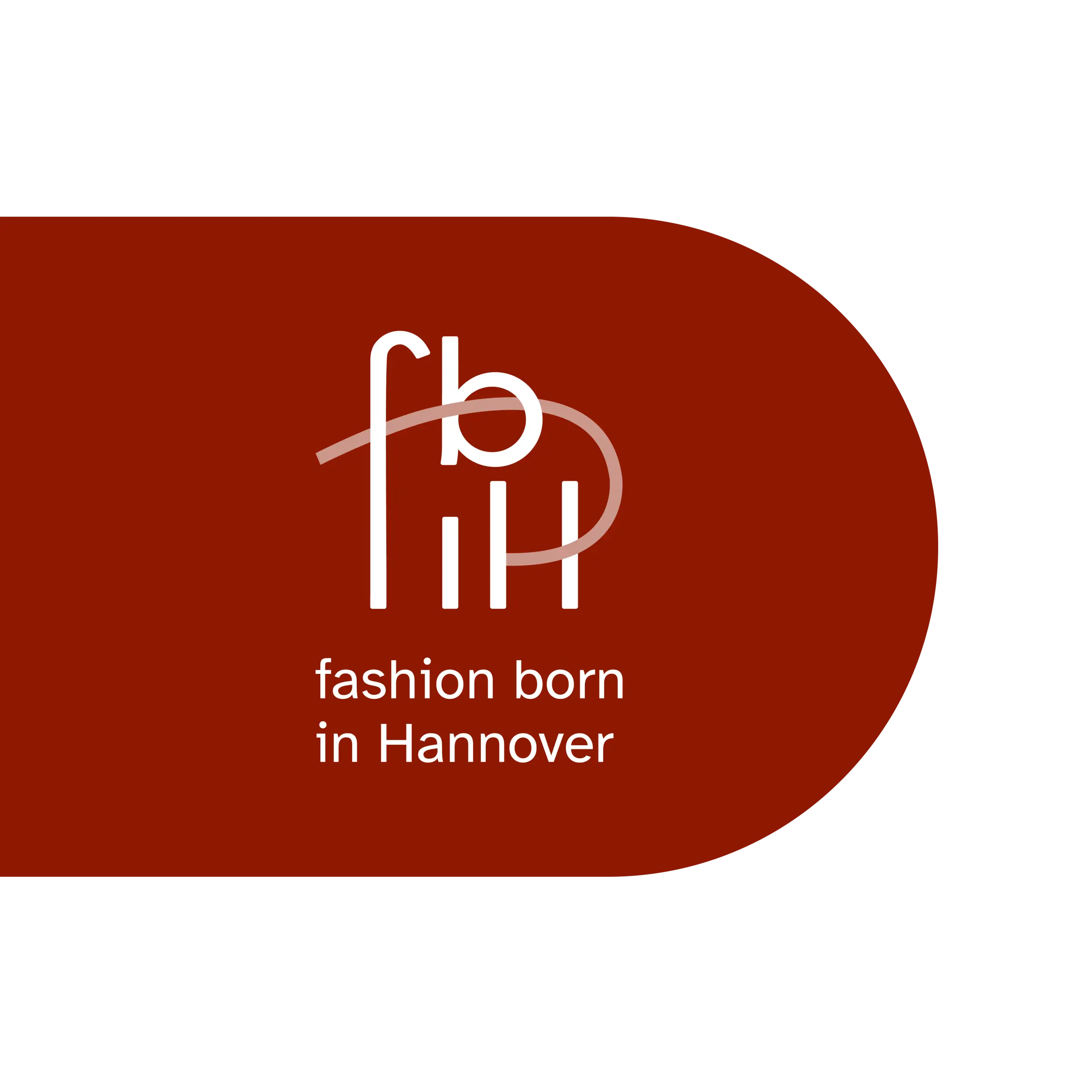 Das fashion born in Hannover Logo in wei&szlig;, auf dunklem Hintergrund. Die Hintergrundfl&auml;che ist Oval.