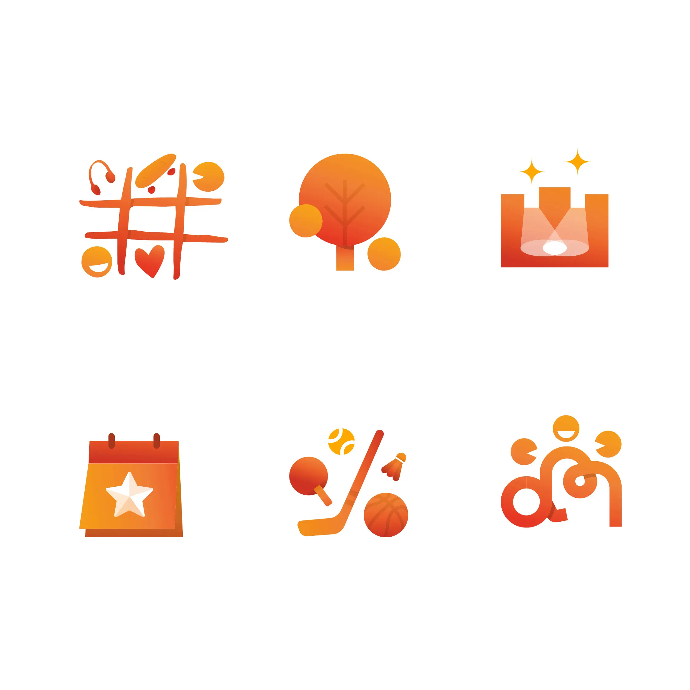 6 Logos. Diesmal ohne Wortmarken, jedoch kann man erkennen, dass diese mit den vorherigen zusammengeh&ouml;ren.